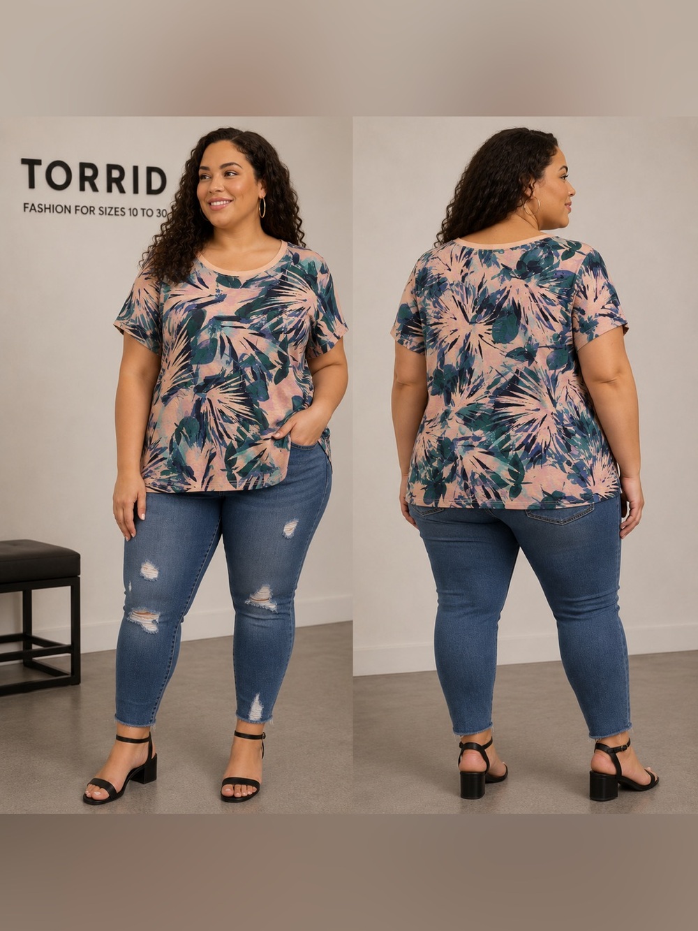 Torrid Palm Leaves Classic Fit Tshirt (1X/2X)